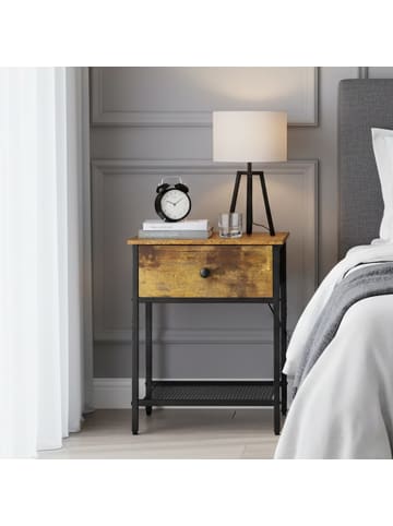 relaxdays 2 x Nachttisch "Industrial" in Dunkelbraun/ Schwarz – (B)40 x (H)55 x (T)30 cm