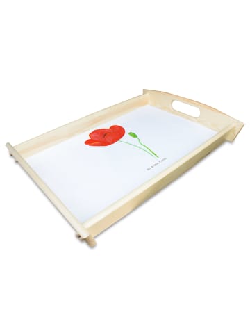 Mr. & Mrs. Panda Holztablett Blume Mohnblume ohne Spruch in Weiß