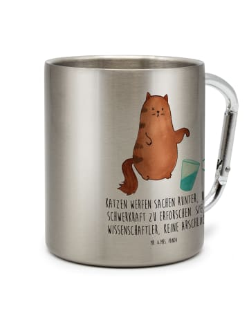 Mr. & Mrs. Panda Thermobecher Katze Wasserglas mit Spruch in Silber