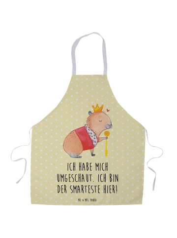 Mr. & Mrs. Panda Bäckerschürze Capybara König mit Spruch in Gelb Pastell