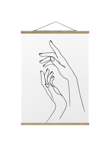 WALLART Stoffbild mit Posterleisten - Line Art Hände in Schwarz-Weiß