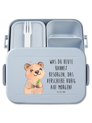 Mr. & Mrs. Panda Bento Box Quokka Happy Motiv mit Spruch in Blau Pastell