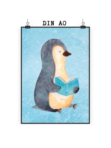 Mr. & Mrs. Panda Bild Pinguin Buch ohne Spruch in Eisblau