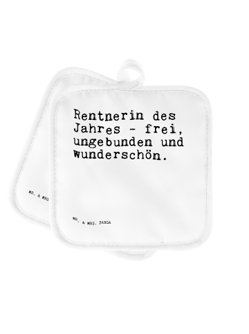 Mr. & Mrs. Panda Topflappen Rentnerin des Jahres -... mit Spruch in Weiß