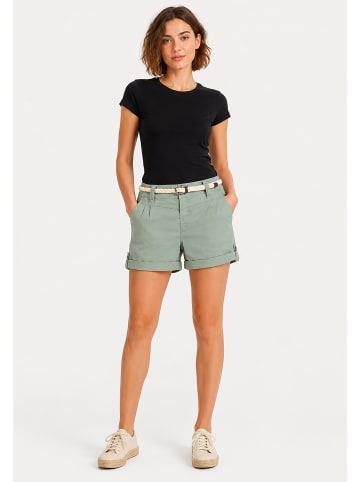 Eight2Nine Shorts Gürtel Eingrifftaschen Regular Fit Zip-Fly in Grün-2