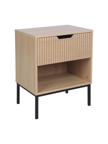 relaxdays Nachttisch in Natur/ Schwarz - (B)40 x (H) 50 x (T) 30 cm