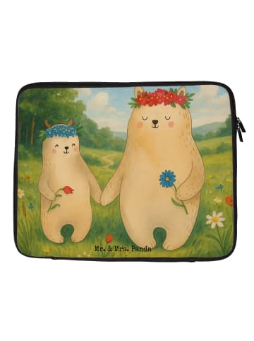 Mr. & Mrs. Panda Laptop Tasche Bären mit Blumenkranz Design ohne... in Weiß