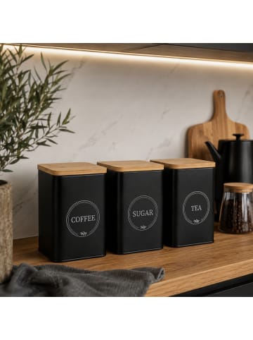 AROMELIO Set aus 3 Behältern für Kaffee in Schwarz, (B) 10 x (H) 15 x (L) 10 cm