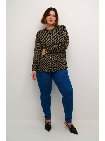 KAFFE curve Langarm - Hemd KCjamida in Black/Brown Geometric Print