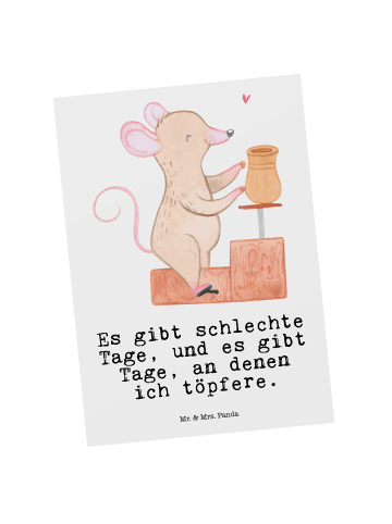 Mr. & Mrs. Panda Postkarte Maus Töpfern mit Spruch in Weiß