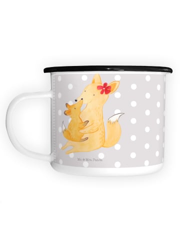 Mr. & Mrs. Panda Emaille Becher Fuchs Mama ohne Spruch in Grau Pastell