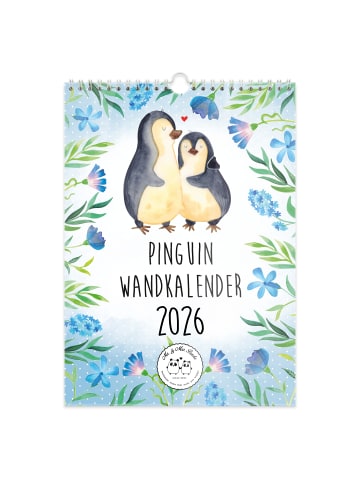Mr. & Mrs. Panda A4 Wandkalender 2026 Pinguin Collection mit Spruch in Weiß