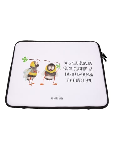 Mr. & Mrs. Panda Notebook Tasche Hummeln Kleeblatt mit Spruch in Weiß