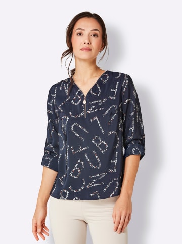 creation L Modal-Bluse in marine-sand-bedruckt