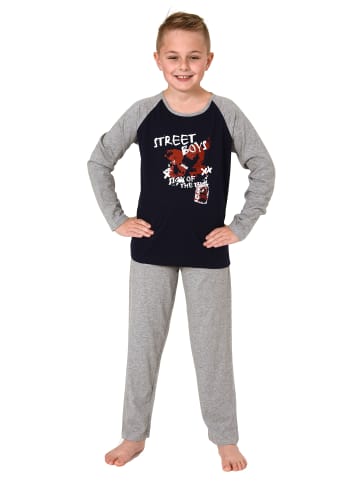 NORMANN Pyjama langarm Schlafanzug CollegeLook in marine