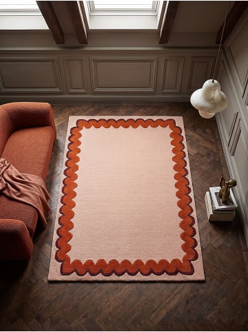 KADIMA DESIGN Wollteppich fussbodenheizung-geeignet WAVENEY handgetuftet retro in Orange
