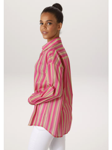 Aniston CASUAL Hemdbluse in pink-rosa-gelb-smaragdgrün