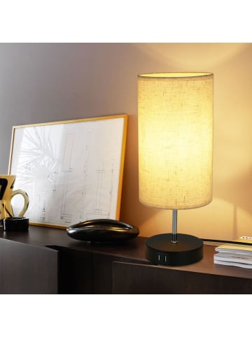 ZMH Tischleuchte in schwarz 1-flammige E27 rund Touch Dimmbar