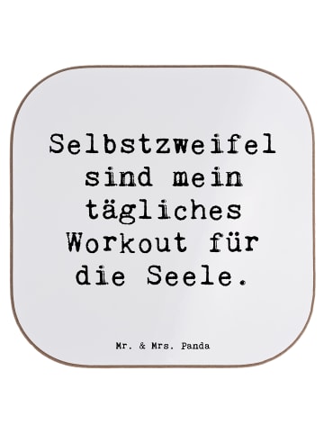 Mr. & Mrs. Panda Untersetzer Spruch Selbstzweifel Workout mit Sp... in Weiß