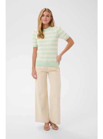 SAINT TROPEZ Strickpullover MilaSZ Gerade Passform in Cameo Green Beige Block Stripe