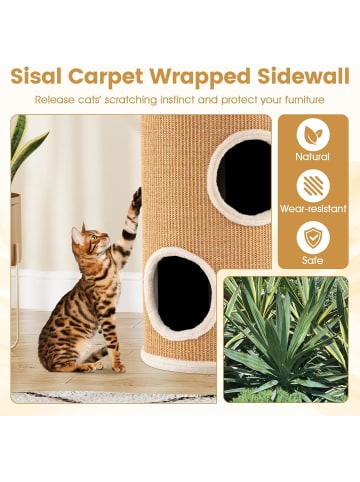 COSTWAY Katzenbaum Kratztonne Ø 36 cm 59,5 cm hoch in Braun