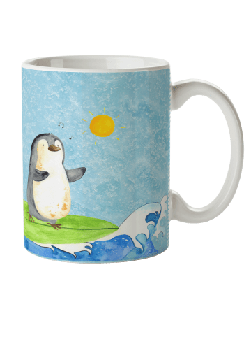 Mr. & Mrs. Panda Kindertasse Pinguin Surfer ohne Spruch in Eisblau