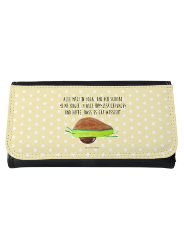 Mr. & Mrs. Panda Portemonnaie Avocado Yoga mit Spruch in Gelb Pastell