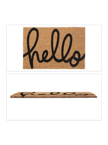 relaxdays Fußmatte "Hello" in Natur/ Schwarz - (B)60 x (T)40 cm