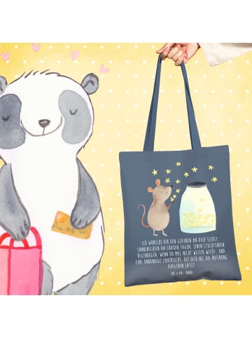 Mr. & Mrs. Panda Tote Bag Maus Sterne mit Spruch in Indigo Blue