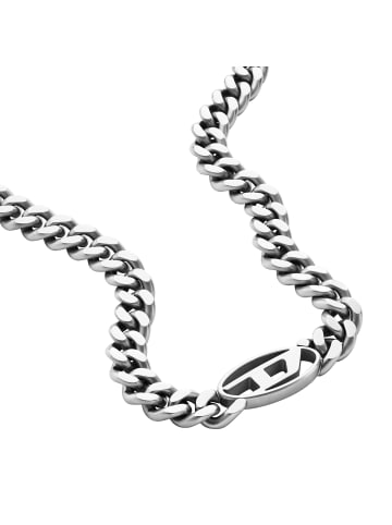 Diesel Halskette The Link with Logo Tag in silber