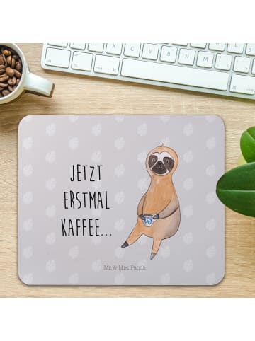 Mr. & Mrs. Panda Ostergeschenk Faultier Kaffee mit Spruch in Grau Pastell
