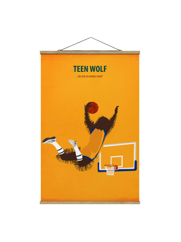 WALLART Stoffbild mit Posterleisten - Filmposter Teen Wolf in Gelb