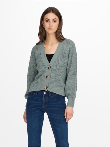 JACQUELINE de YONG Cropped Strick Cardigan Ripp Stoff Jacke mit Knopfleiste JDYJUSTY in Hellgrün