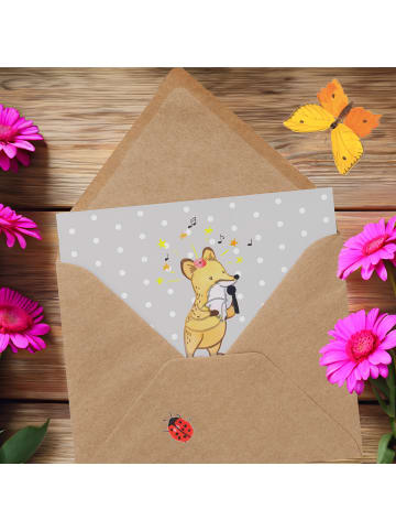 Mr. & Mrs. Panda Grußkarte Sängerin Leidenschaft mit Spruch in Grau Pastell