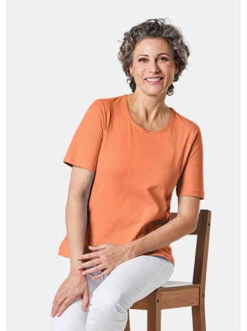 GOLDNER Kurzgröße:  Basic Baumwollshirt mit kurzem Arm in apricot