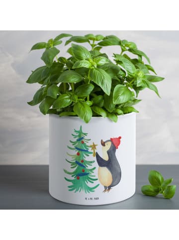 Mr. & Mrs. Panda Blumentopf Pinguin Weihnachtsbaum ohne Spruch in Weiß