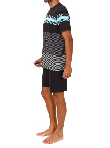 NORMANN kurzarm Schlafanzug Shorty Streifen Übergrößen in blau