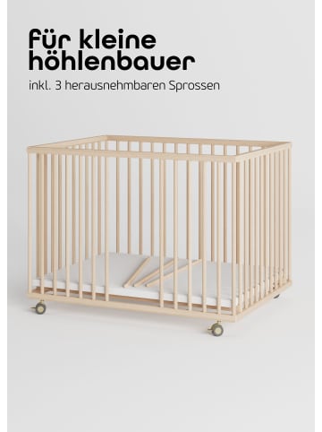 Sämann Sämann Laufgitter mit Matratze SleepPlus, Lattenrost & Sprossen natur Premium