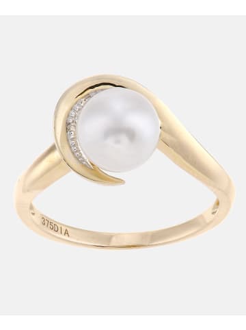 Diamant L'éternel Ring aus 375 Gelbgold mit 0.06 Karat Diamant mit Perle