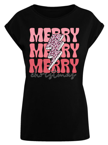 F4NT4STIC T-Shirt Merry Weihnachten Print Leo Print in schwarz