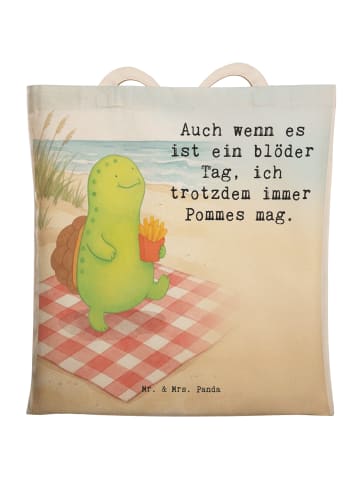 Mr. & Mrs. Panda Beuteltasche Schildkröte  Pommes Design mit Spruch in Weiß