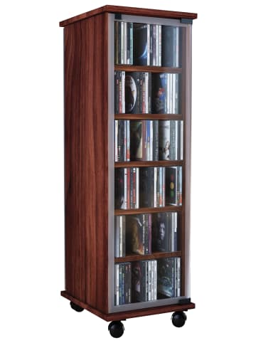 VCM  Holz CD DVD Stand Regal Valenza Glastür in Kern-Nussbaum