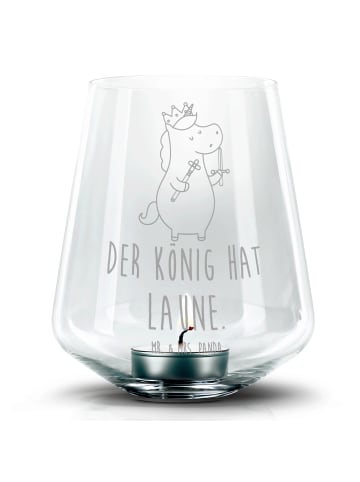Mr. & Mrs. Panda Windlicht Einhorn König mit Schwert mit Spruch in Transparent