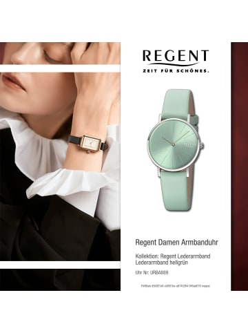 Regent Armbanduhr-Analog hellgrün mittel (ca. 32mm) Regent Lederarmband