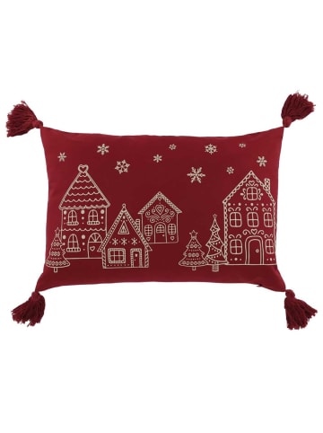 Chic Antique Kissenbezug AIX CHERRY Rot HÄUSER mit Quasten 35x50 cm