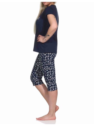 NORMANN Capri Schlafanzug kurzarm Pyjama maritimimen Look - 73990 in navy