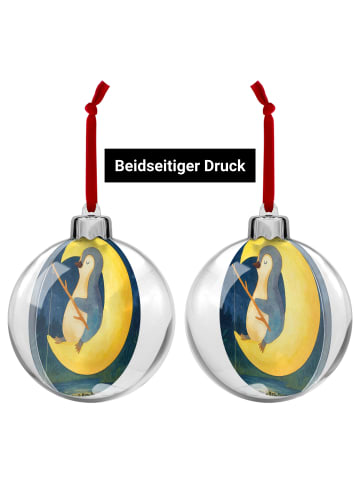 Mr. & Mrs. Panda Weihnachtskugel Pinguin Mond Design ohne Spruch in Weiß