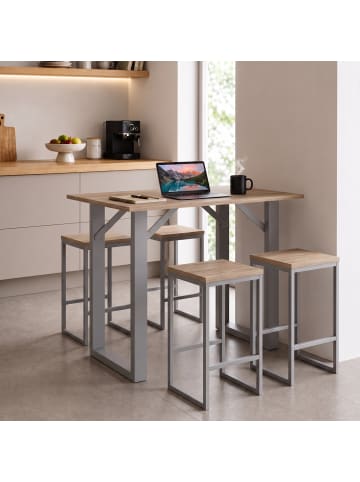 VCM  Holz Bartisch Stehtisch Tisch Tresen Xona 140x50 in Silber / Sonoma-Eiche