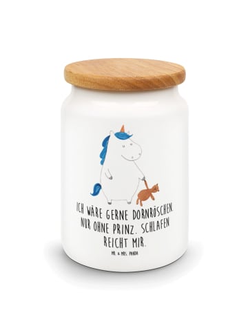 Mr. & Mrs. Panda Zuckerdose Einhorn Teddy mit Spruch in Weiß