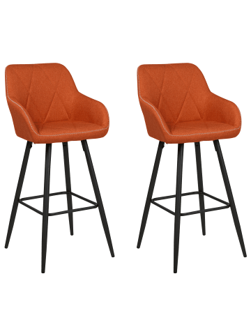 Beliani 2er-Set Barhocker DARIEN in Orange/Schwarz
